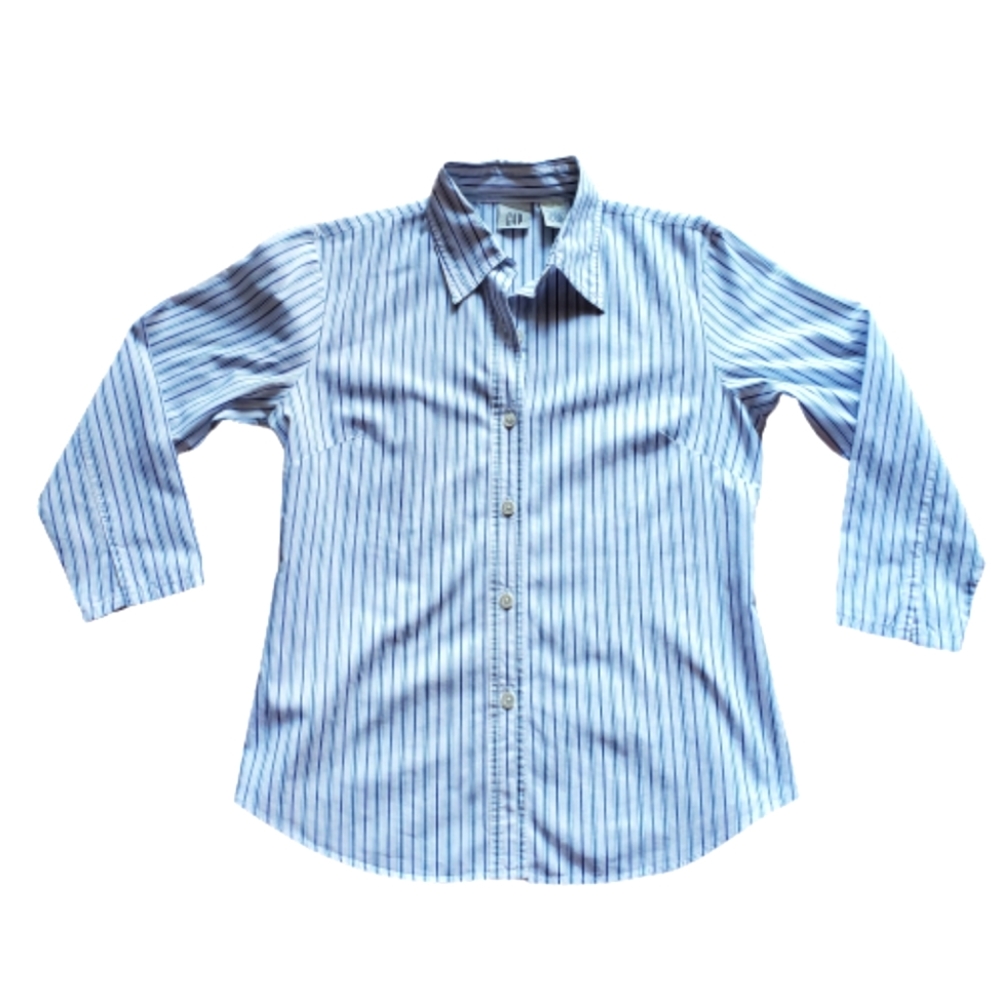 Gap Women's Striped button down shirt 3/4 sleeves Size S